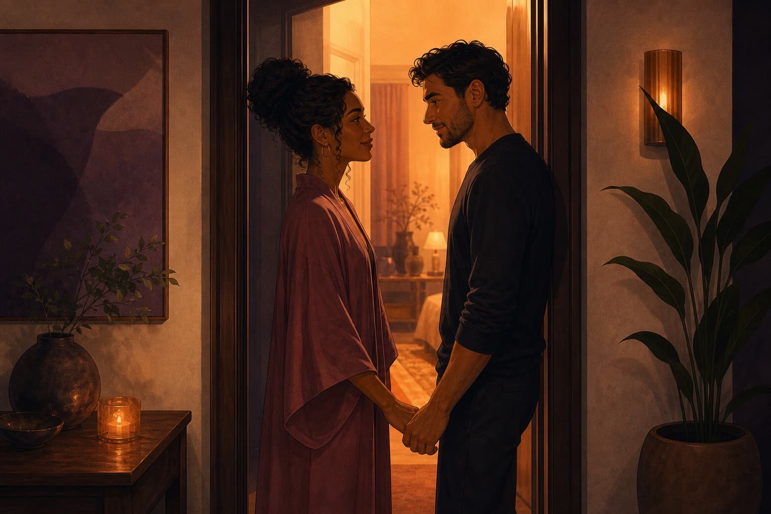 Editorial illustration for The Adult Art of a Shared Yes.