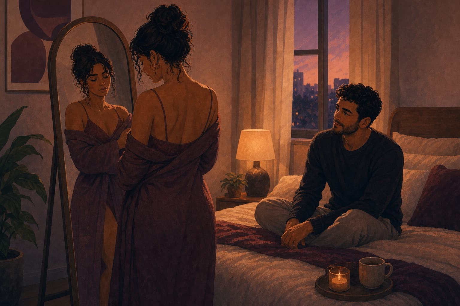 Editorial illustration for Body Image and the Bedroom.
