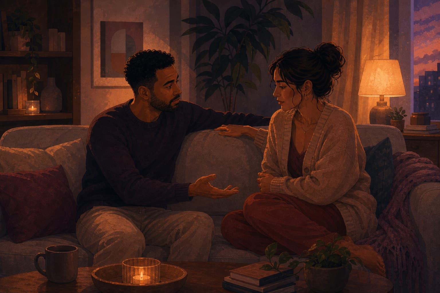 Editorial illustration for When One Partner Wants More Touch.