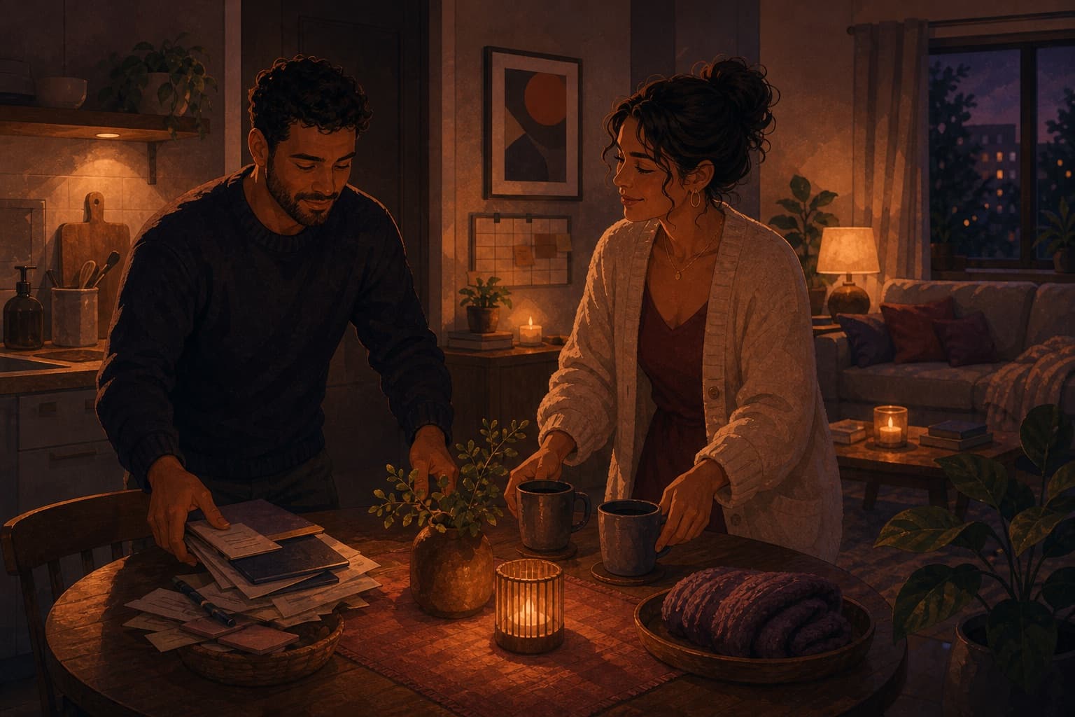 Editorial illustration for Protecting Couple Time.