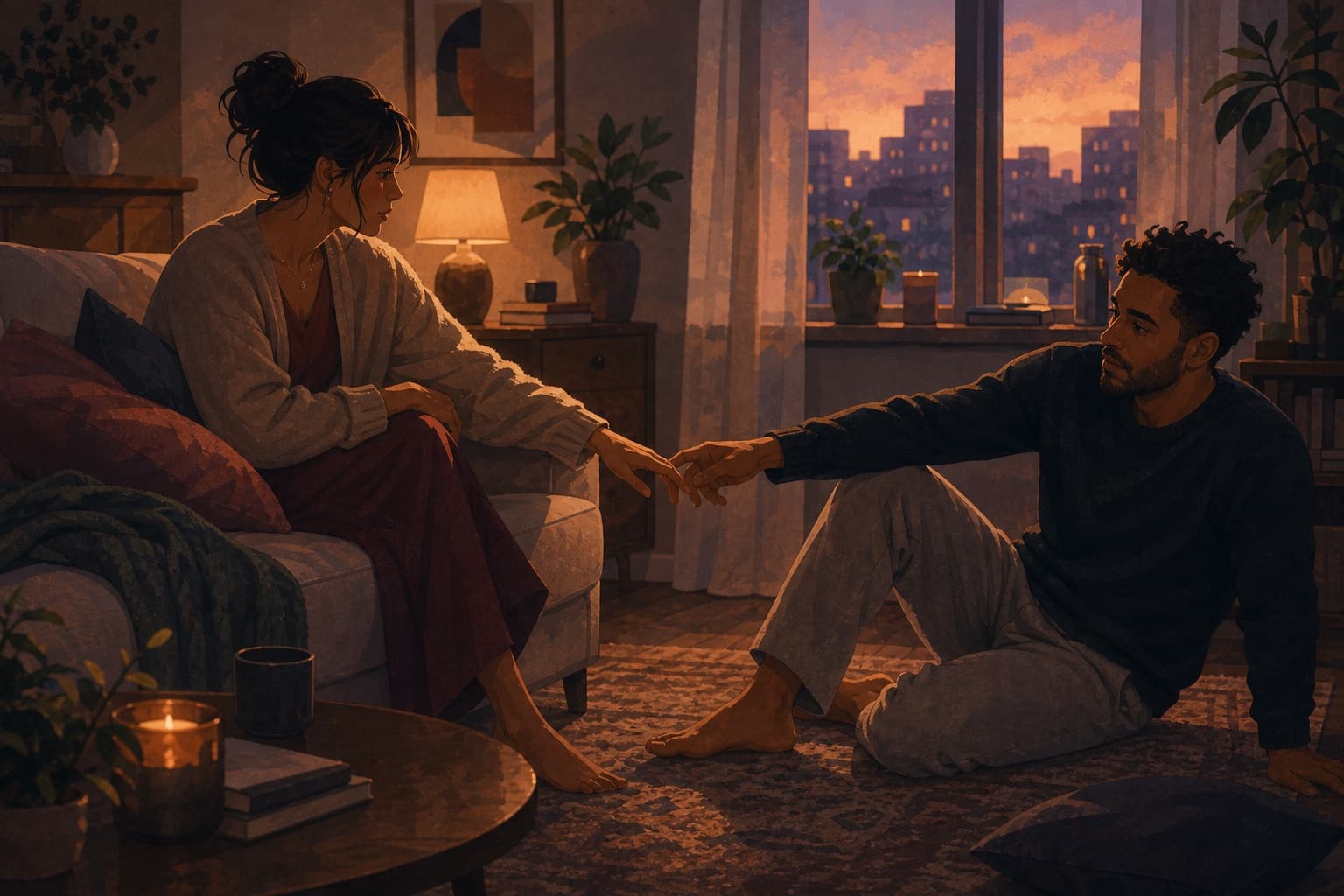 Editorial illustration for Reconnecting After Distance.