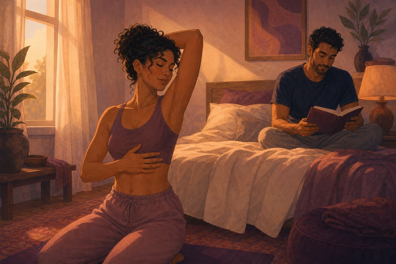 Editorial illustration for How to Stay Present in Your Own Body.