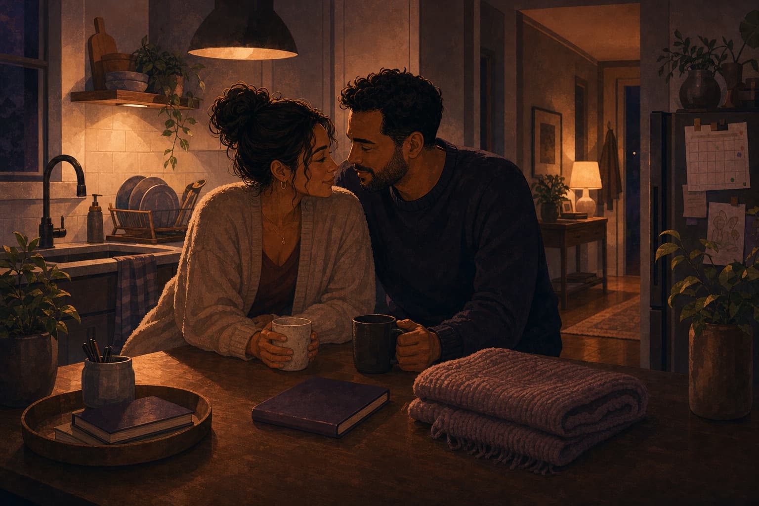 Editorial illustration for Staying Lovers When the House Runs on Logistics.